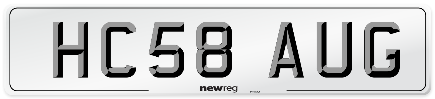 HC58 AUG Number Plate from New Reg